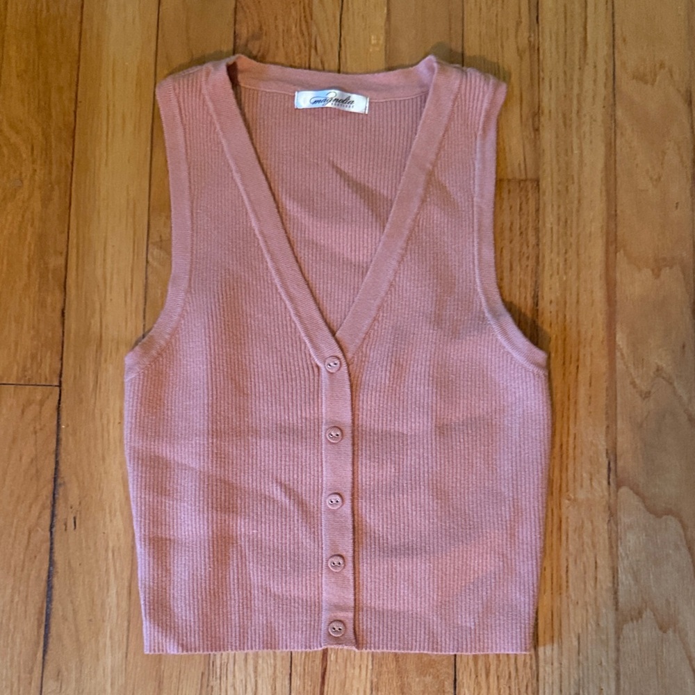 Pink Button-Up Sleeveless Top